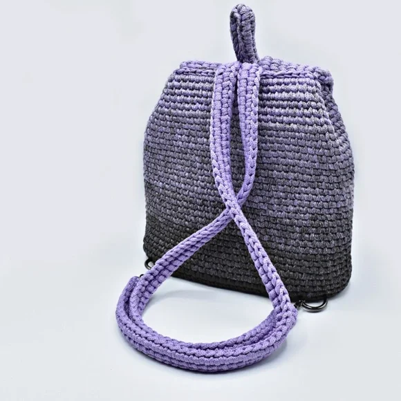 💕 Handmade Backpack in Lilac and Gray Melange - Picture 2 of 5